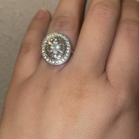 Luxury CZ Rose Gold Ring 585 art deco Retro New Size 6 - Picture 6 of 11